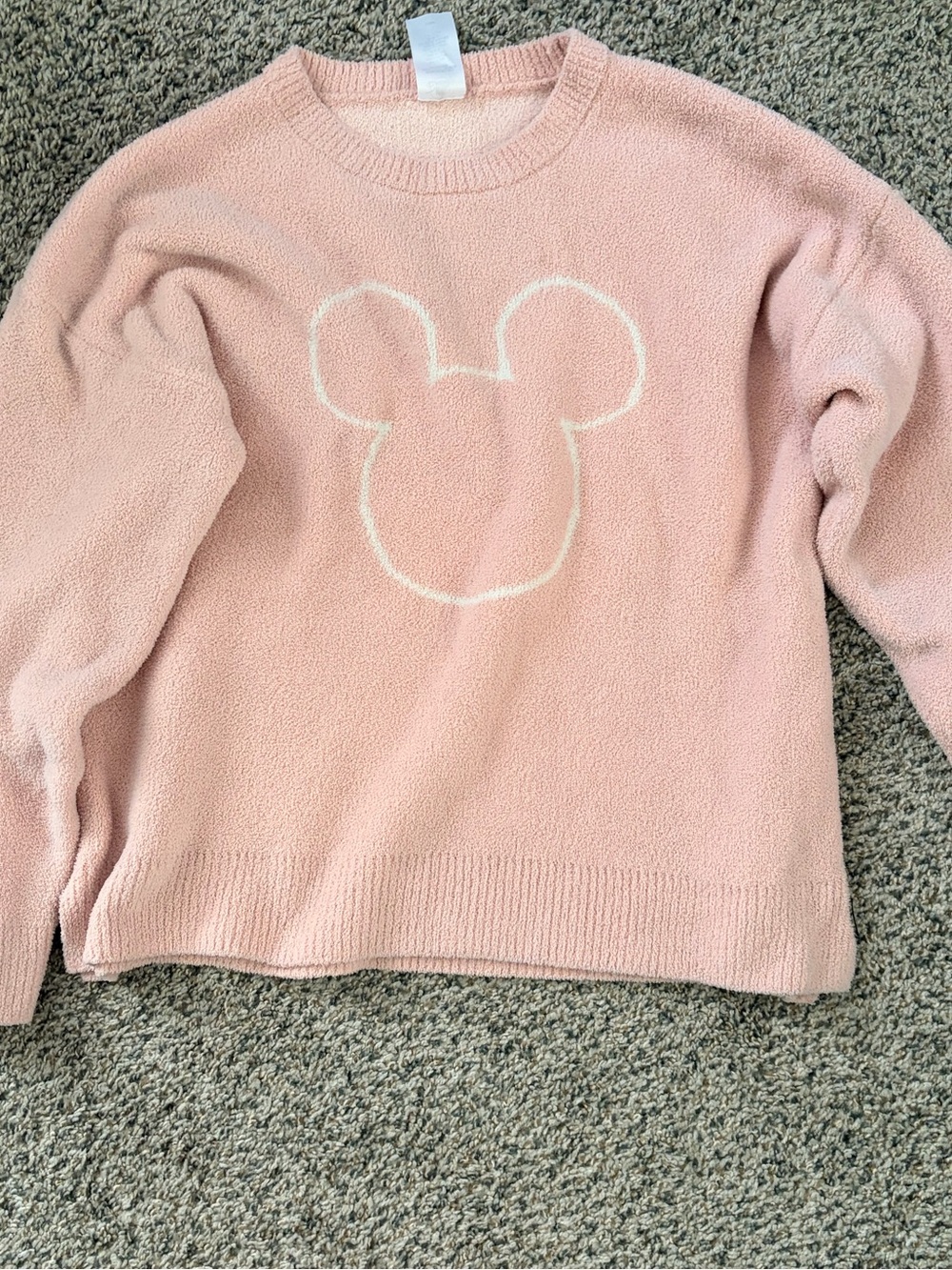Disney Pale Pink Crewneck Sweater with Cream Outline Graphic